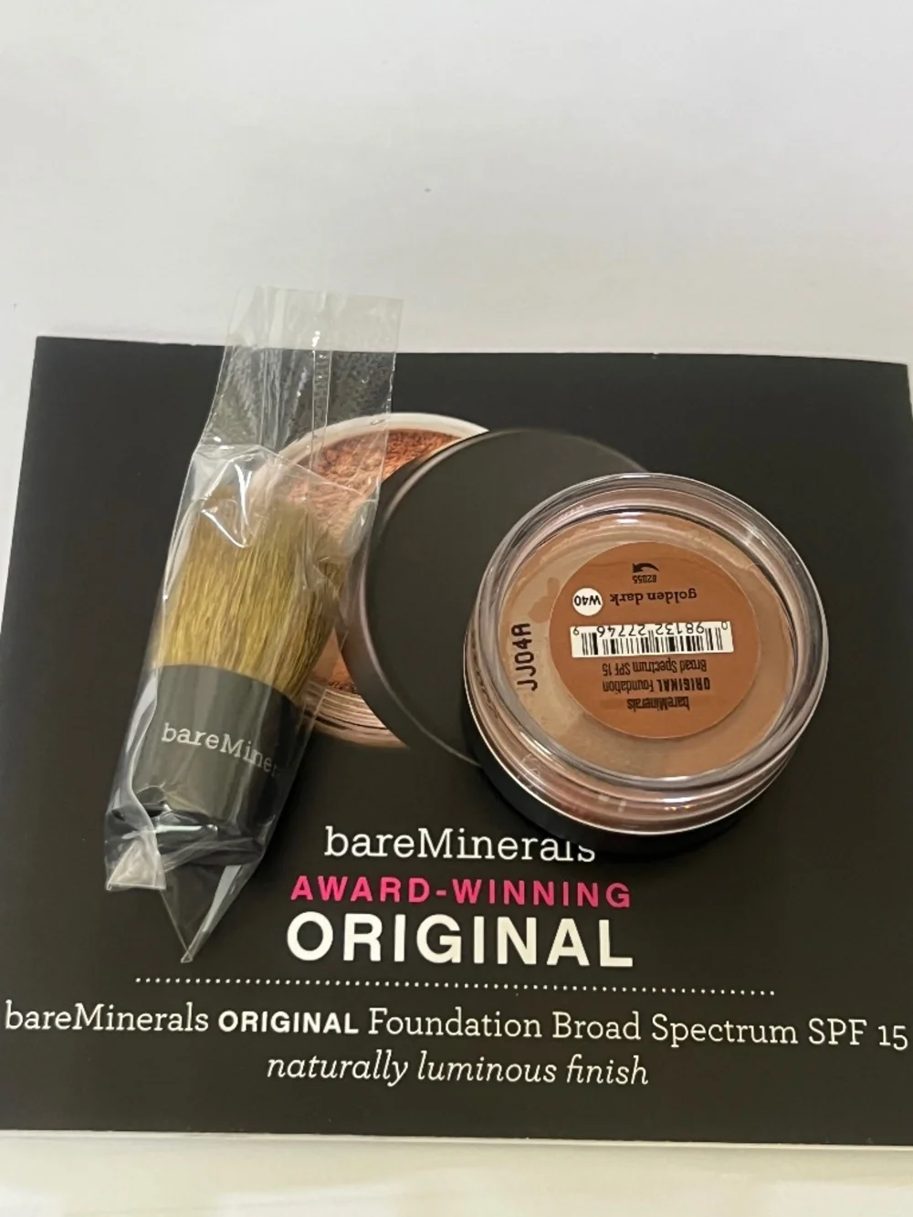 BareMinerals Original Foundation SPF15 Golden Dark, Travel Size With Brush
